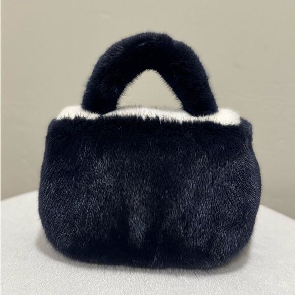 Colorblock Handmade Luxury Real Mink Fur Top Handle Bag/Shoulder Bag/Crossbody - Picture 14 of 16